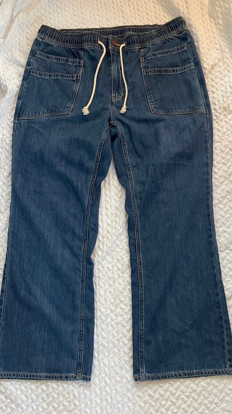 Land's End Plus Size 18W Soft Denim Wide Leg Drawstring Elastic Waist